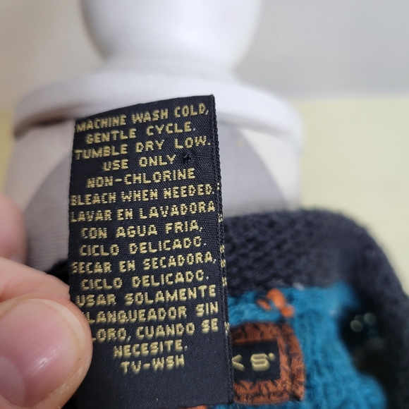 Womans Yarnworks Color Block Ramie Cotton Sweater Button V-Neck Size Large 12/14 - Picture 10 of 11